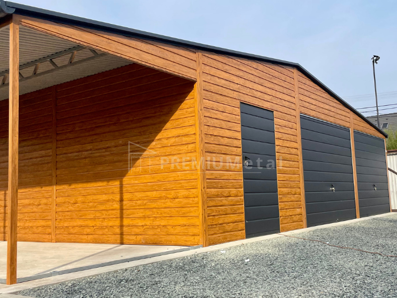 21 Garaż blaszany PREMIUM 9m x 6m + 3m wiata boczna - obrazek 2